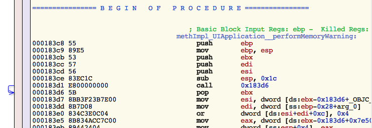Memory warning disassembly