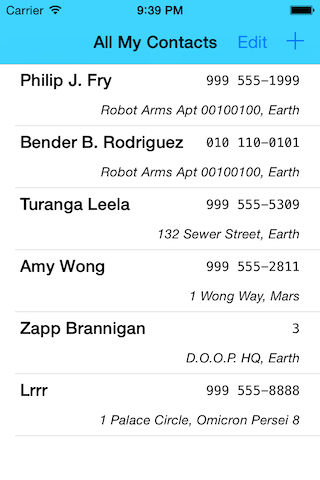 Contacts List