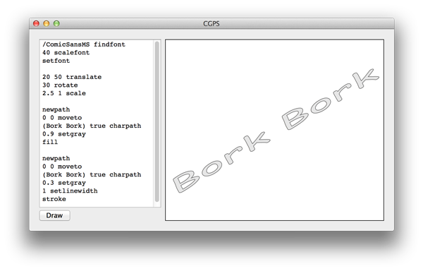PostScript code and what it renders