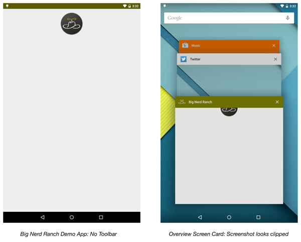 Big Nerd Ranch Demo App: No Toolbar Example
