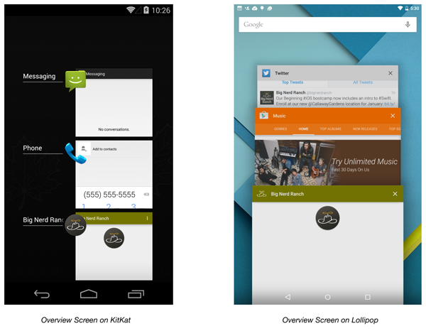 Side-by-side Comparison: KitKat vs. Lollipop