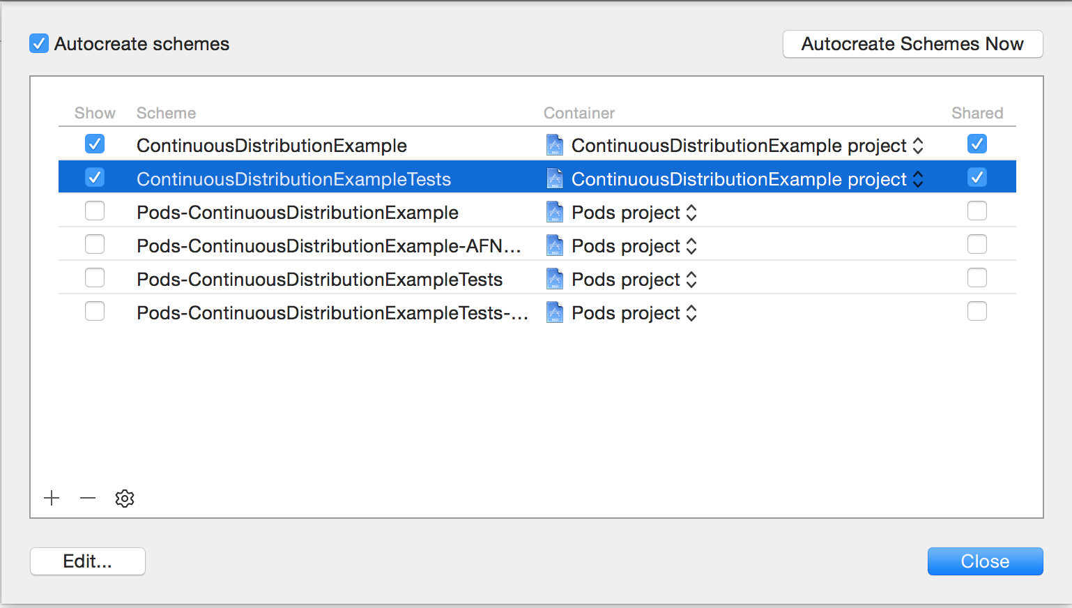 Shared Xcode Targets