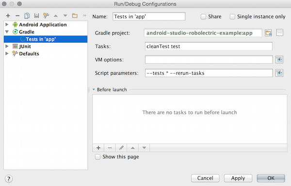 edit configuration dialog