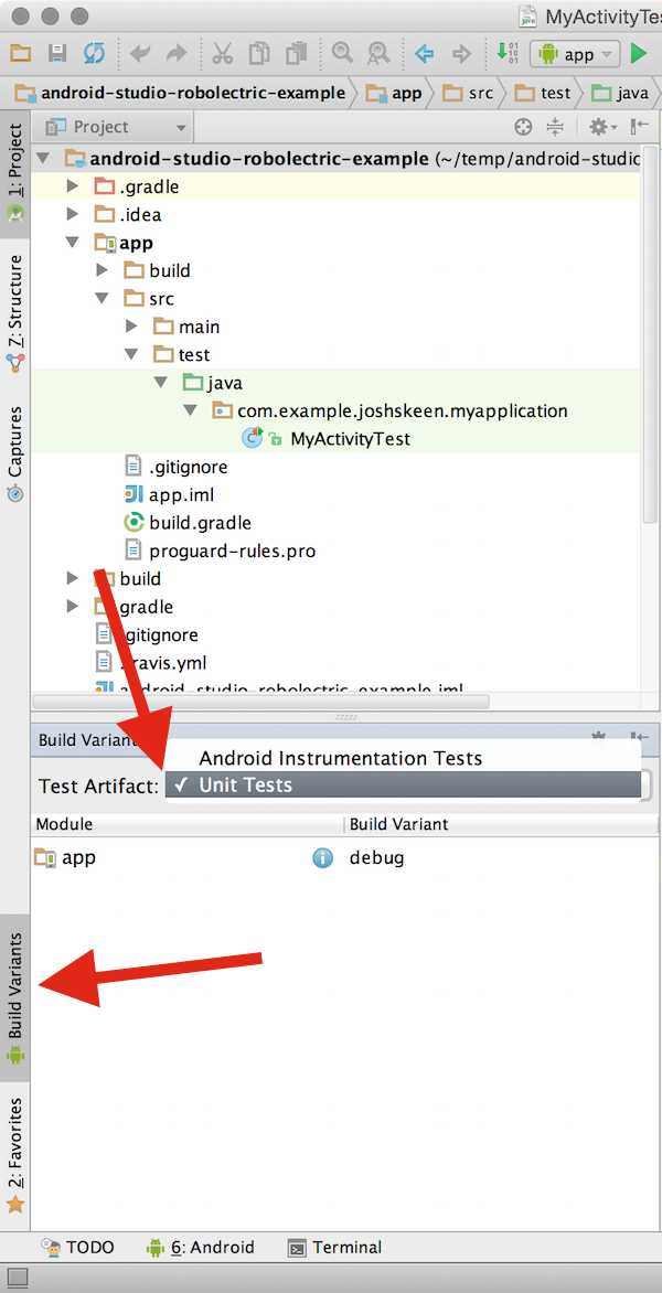 build variant test artifact