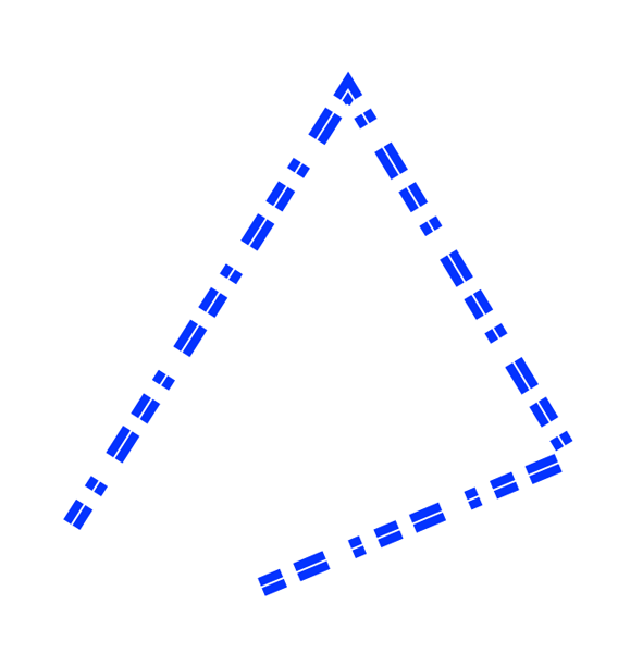 A line drawn with the line dash pattern described by the lengths[] array.