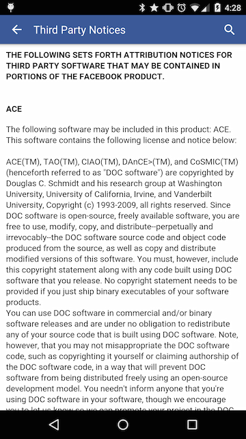 Facebook license