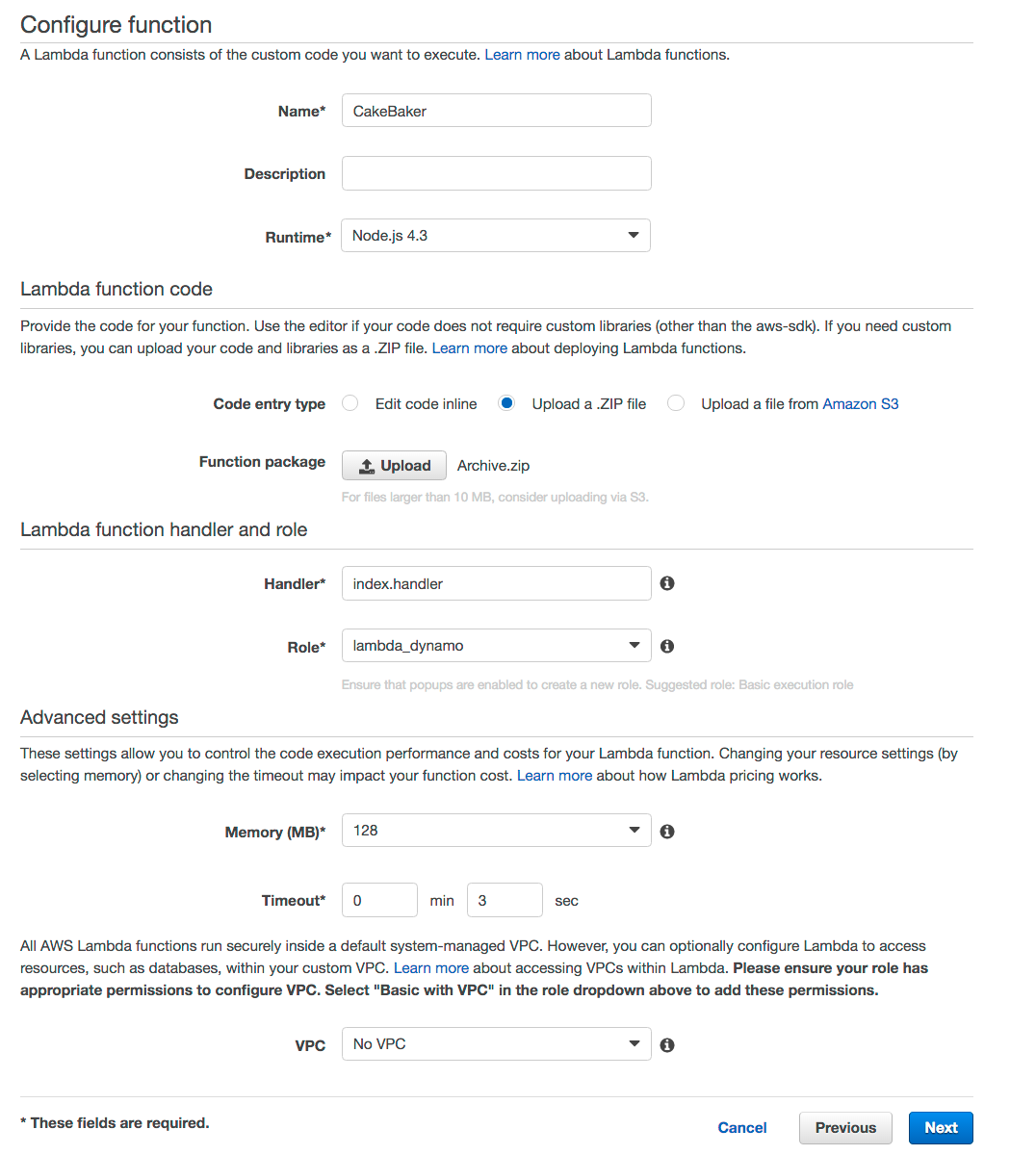 CakeBaker configuration