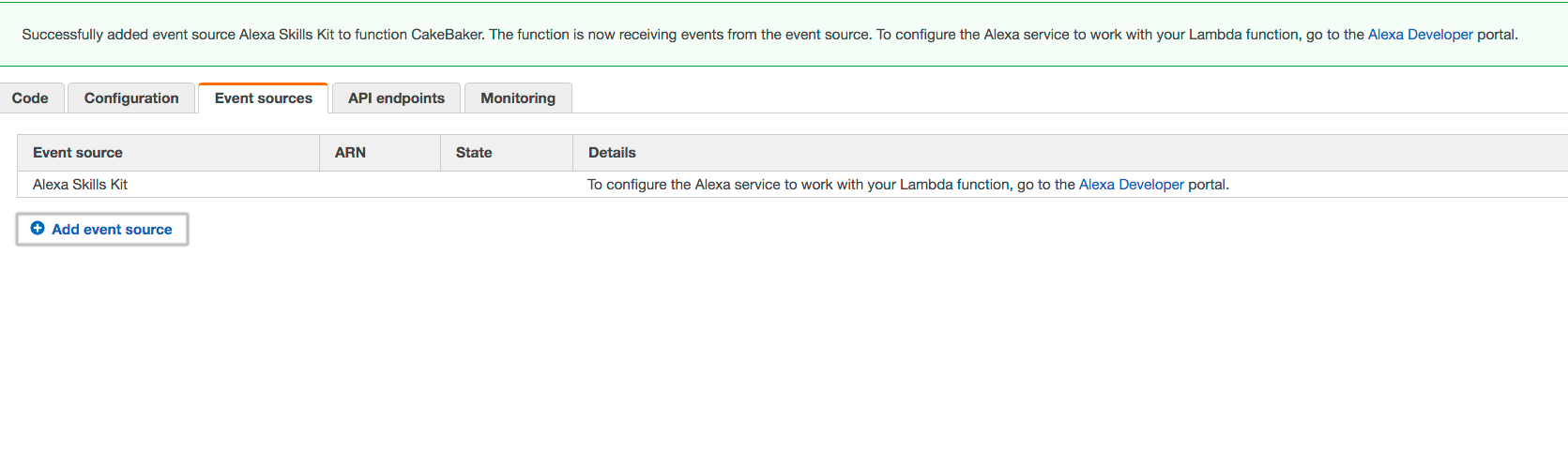 CakeBaker Event sources tab