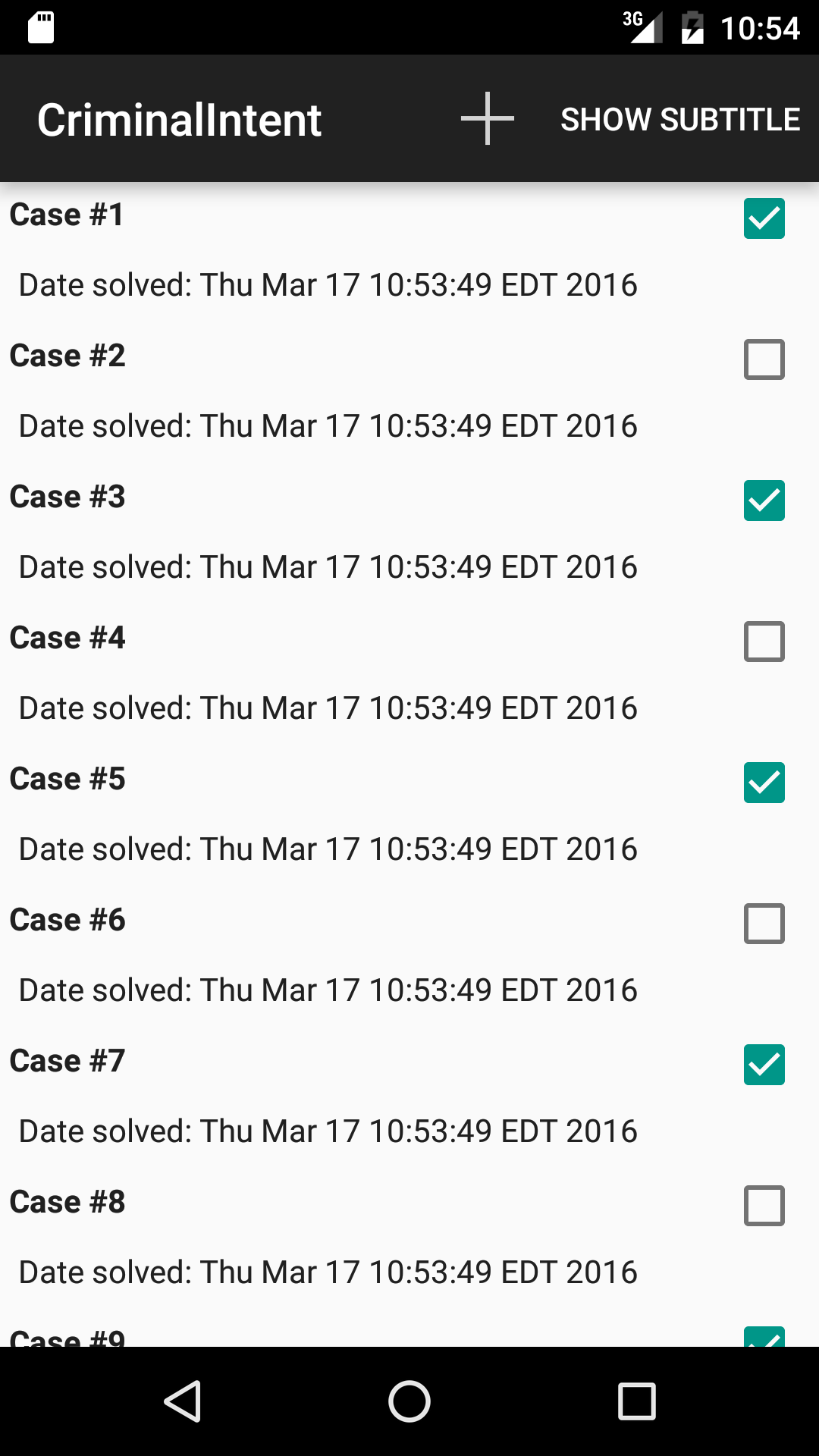 Main CriminalIntent screen