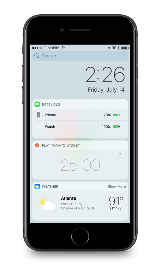 Widgets in the Today View
