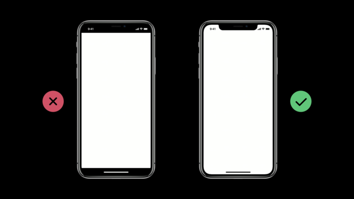 Apple does not recommend masking the sensor housing with a black status bar. Allow your backgorund to extend edge-to-edge.