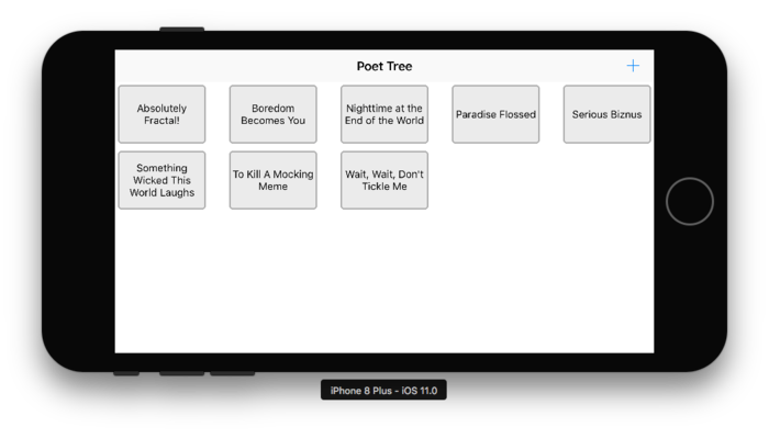 An app showing a collection of poems