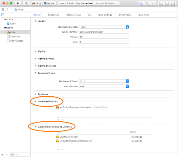 Xcode's Target General Settings View
