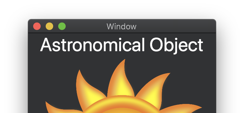 Sample Astronomical app in light mode with header text that changes colors properly