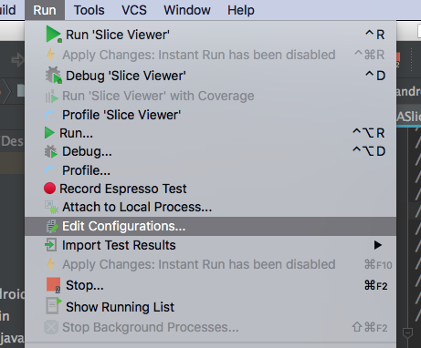 edit configurations