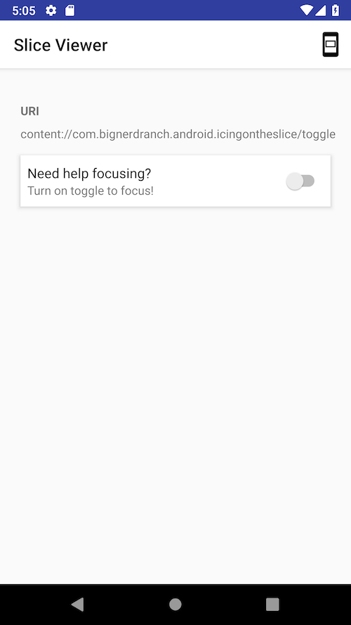 Example of a slice displaying content based on its toggle disabled
