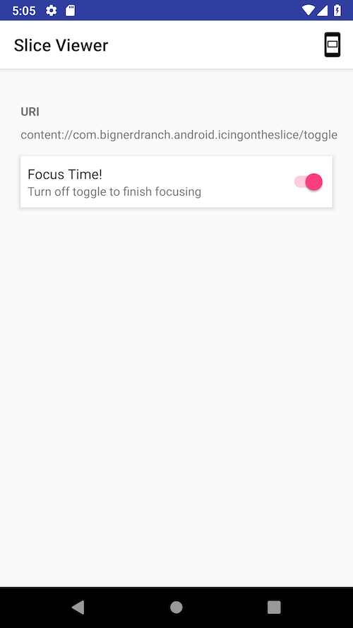 Example of a slice displaying content based on its toggle enabled