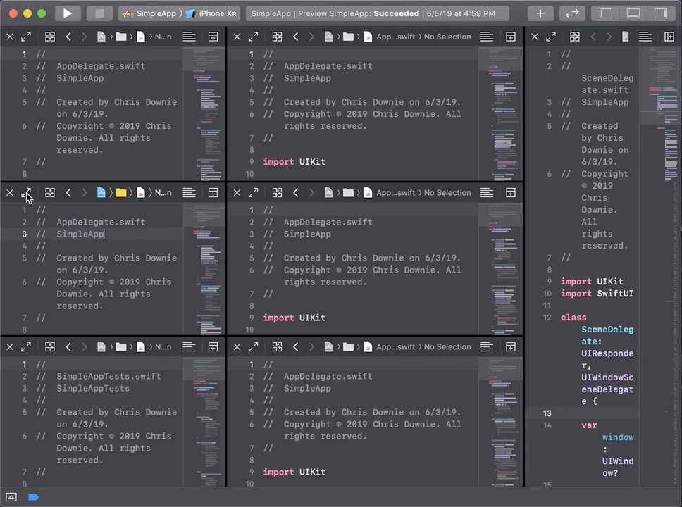 Clicking on the expand button causes the editor to take up the full window.
