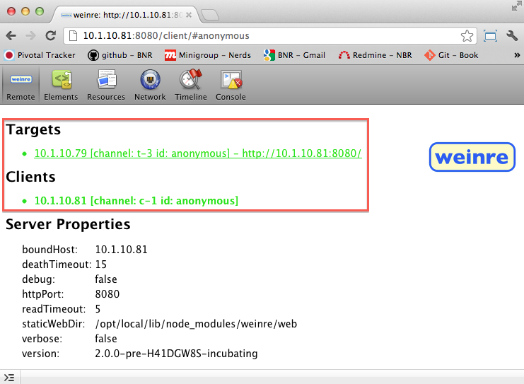 WEINRE debug client